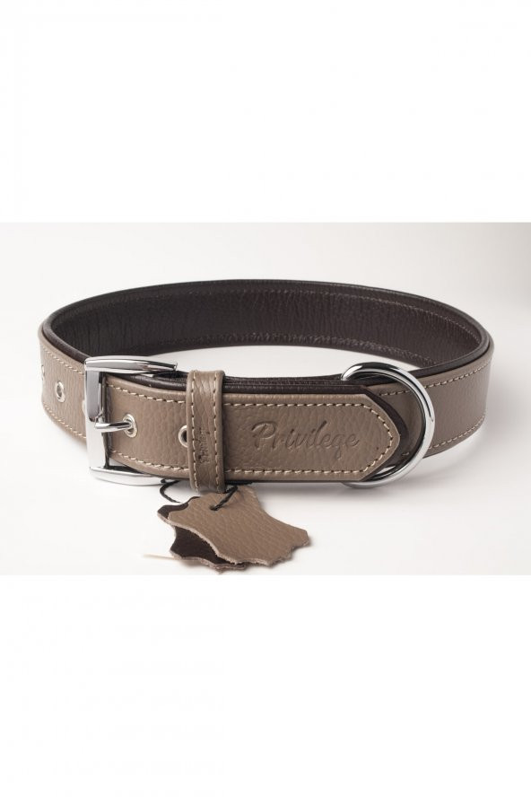 Privilege Flotter Hakiki Deri Köpek Boyun Tasması Xl Toprak Rengi Kahverengi 4x54-64 Cm ürün görseli 1