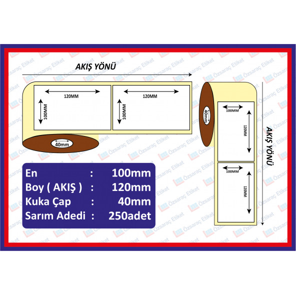 100X120 ECO TERMAL ETİKET ( 250 lü ) ürün görseli 1