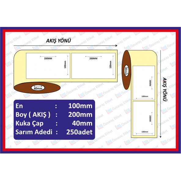 100X200 ECO TERMAL ETİKET ( 250 lü ) ürün görseli 1