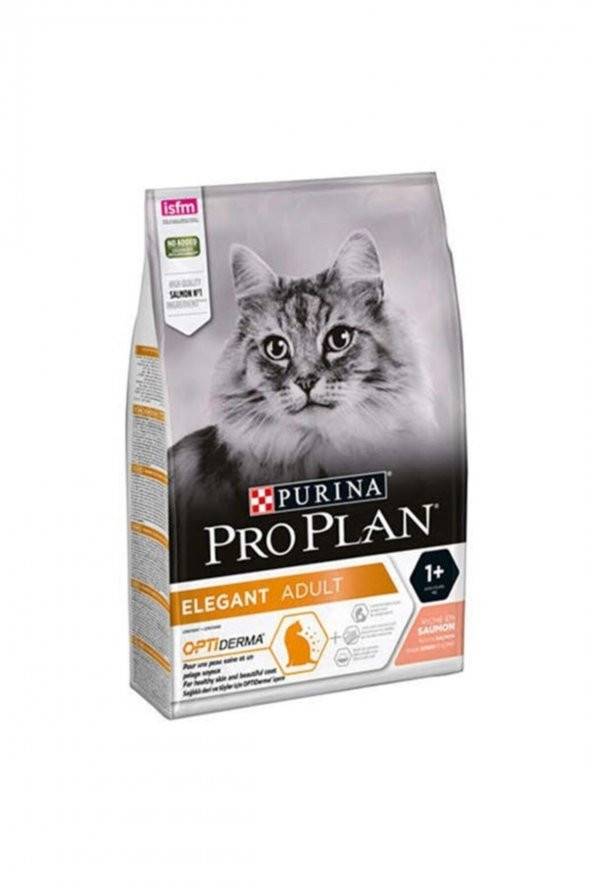 Proplan Elegant Derma Plus Somonlu Tüy Yumağı Önleyici Yetişkin Kedi Maması 1 Kg. Açık Paket ürün görseli 1