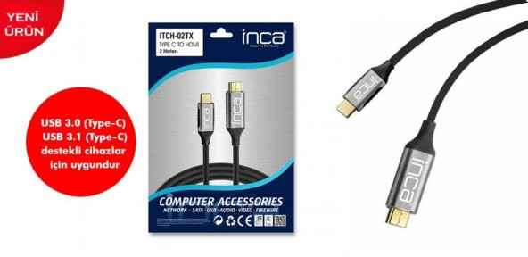 Itch-02tx Type C To Hdmı 4k Altın Uçlu Kablo 2 metre ürün görseli 1