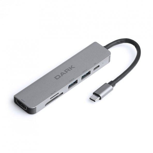 Dark DK-AC-U31X38 USB 3.1 Type-C 6 in 1 HDMI-TF SD Kart -USB 3.0 & USB 2.0-USB-C PD Çevirici HUB ürün görseli 1