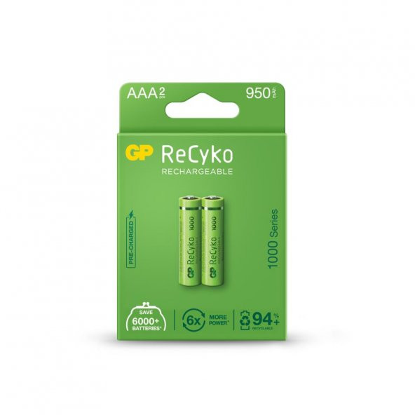 GP AAA 950 mAh Şarjlı İnce Kalem Pil 2'li Paket GP100AAHCEMTR-2GB ürün görseli 1