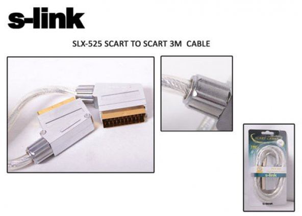 S-link SLX-525 Scart To Scart 3mt Gold Metal Kablo ürün görseli 1