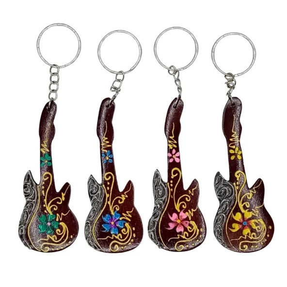 Hindistan Cevizi Gitar Anahtarlık Dörtlü Hediyelik Paket ürün görseli 1