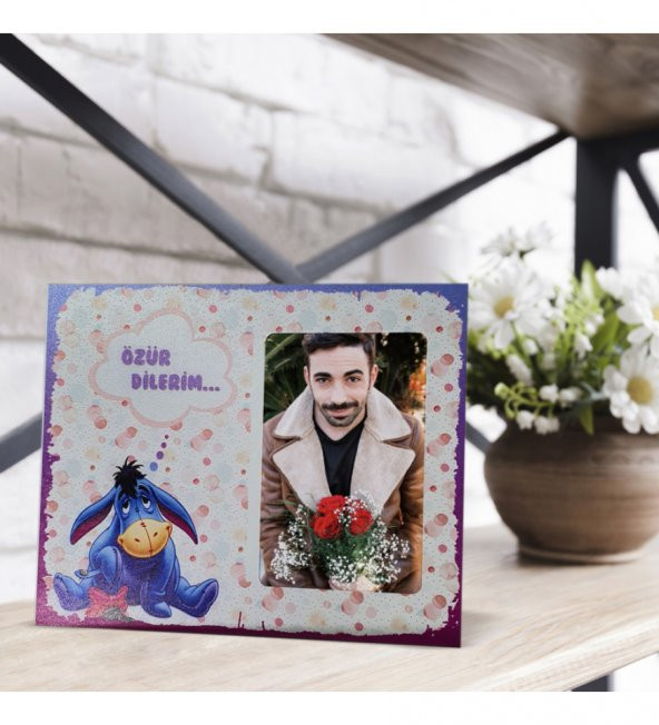 Fotoğraflı Eşeklik Ettim Özür Dilerim Tasarım Çerçeve Özür Hediyesi HK2606 ürün görseli 1