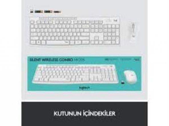 Logitech 920-010089 MK295 Kablosuz Beyaz Klavye Mouse Set - Resim 2