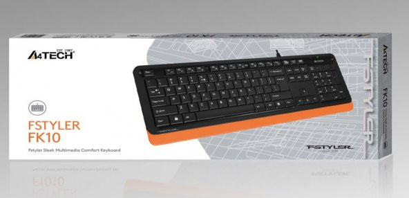 A4 Tech Fk10 Q Usb Fsytyler Turuncu Tr Fn-Mmedya Klavye ürün görseli 1