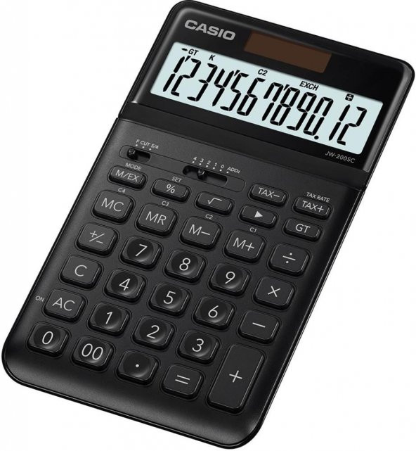 Casio JW-200SC-BK 12 Hane Siyah Masa Üstü Hesap Makinesi ürün görseli 1