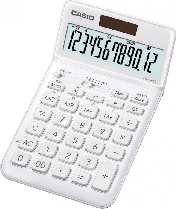 Casio JW-200SC-WE 12 Hane Beyaz Masa Üstü Hesap Makinesi ürün görseli 1