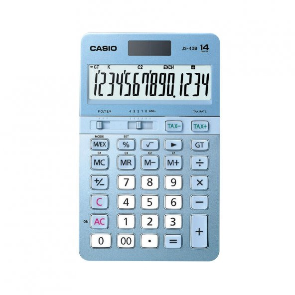 Casio JS-40B-BU Mavi Profesyonel 14 Hane Masa Üstü Hesap Makinesi ürün görseli 1