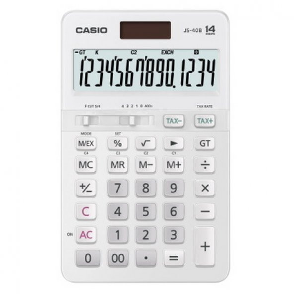 Casio JS-40B-WE Beyaz Profesyonel 14 Hane Masa Üstü Hesap Makinesi ürün görseli 1