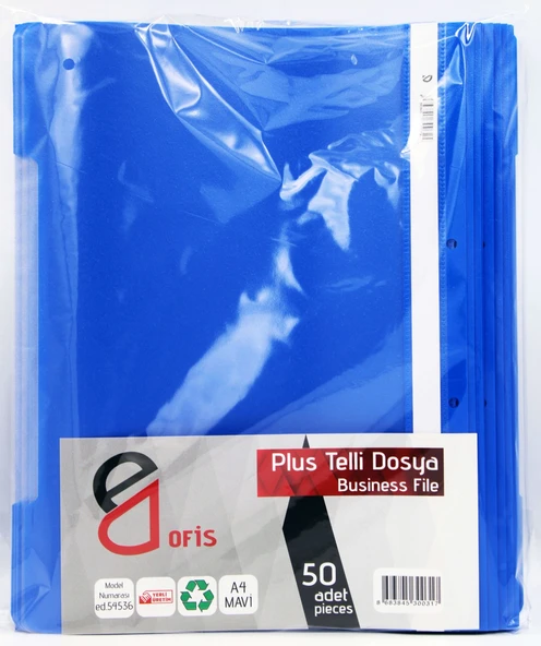 E&D Ofis Plus Mavi Telli Dosya 50'li Paket - Resim 3
