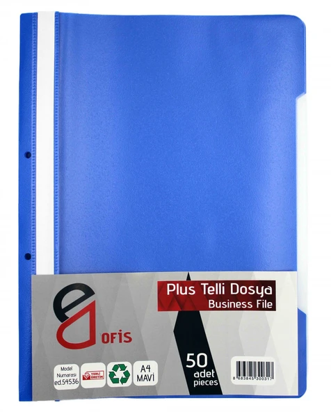 E&D Ofis Plus Mavi Telli Dosya 50'li Paket ürün görseli 1