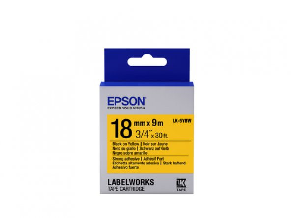Epson LK-5YBW Strong Siyah Üzeri Sarı 18MM 1,5Metre Etiket ürün görseli 1