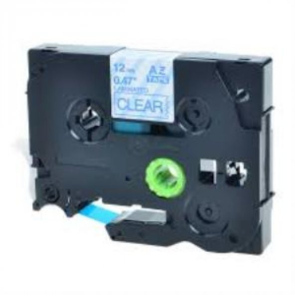 Brother TZE-133 12 mm Şeffaf Üzeri Mavi Laminasyonlu Etiket ürün görseli 1