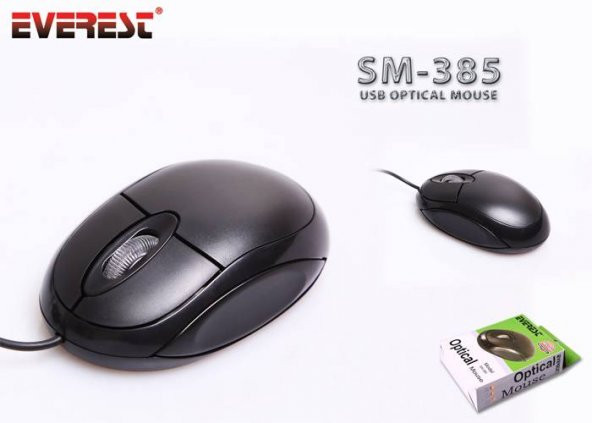 Everest SM-385 Siyah Usb Kablolu Optik 800 Dpı 3 Buton Mouse ürün görseli 1