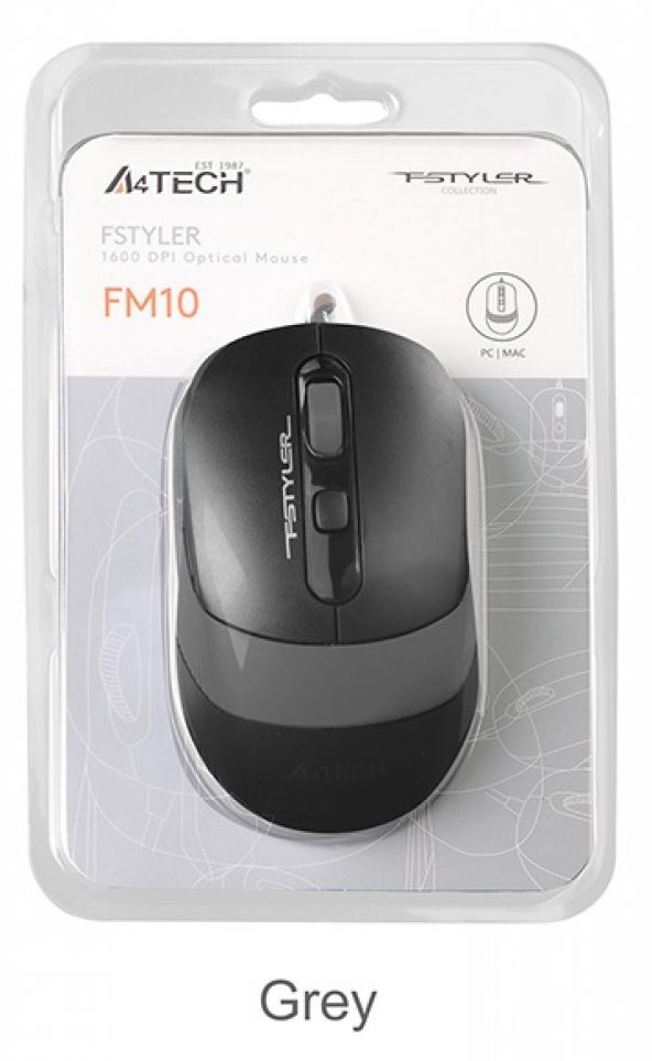 A4 Tech Fm10 Usb Fstyler Gri Optik 1600 Dpı Mouse ürün görseli 1