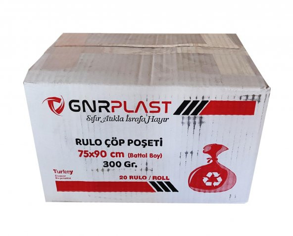 GNR Endüstriyel Battal Çöp Torbası Poşeti - 2 Kat - Siyah - 300 Gr. - 75x90 Cm. -10x20 Rulo / Koli ürün görseli 1