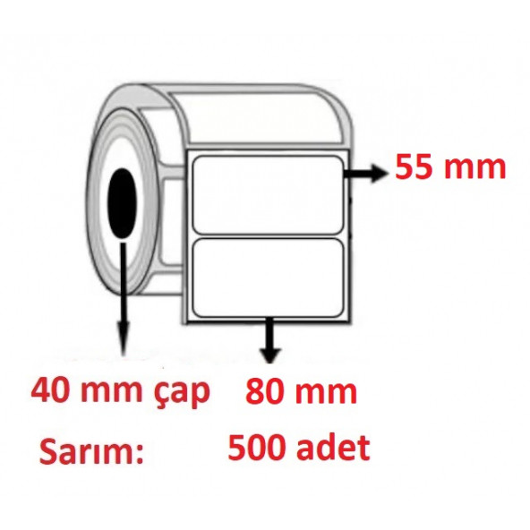 55x80 ECO TERMAL ETİKET  ( 500 li ) ürün görseli 1