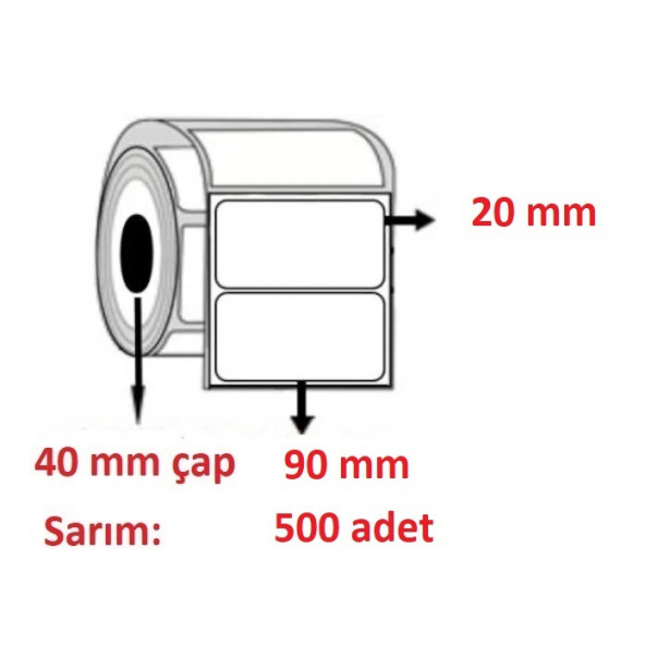 90x20 ECO TERMAL ETİKET ( 500 lü ) ürün görseli 1
