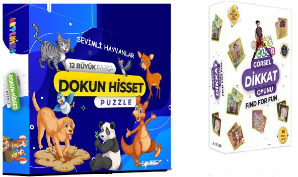 Sevimli Hayvanlar Dokun Hisset Puzzle - Clup Görsel Dikkat Oyun Hediyeli ürün görseli 1