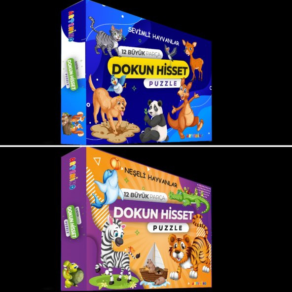 Artenino Neşeli ve Sevimli Hayvanlar set 12+12 Büyük Parça Dokun Hisset Puzzle ürün görseli 1