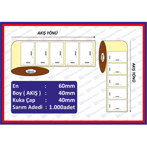 60X40 KUŞE ETİKET ( 1000 li ) ürün görseli 1