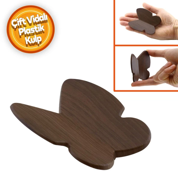 Kelebek Çocuk Bebek Genç Odası Çekmece Dolap Kapak Kulpu Kulbu Plastik Koyu Ceviz Kulp 32 Mm ürün görseli 1