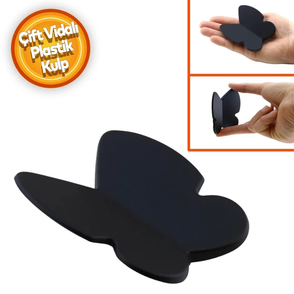 Kelebek Çocuk Bebek Genç Odası Çekmece Dolap Kapak Kulpu Kulbu Plastik Mat Siyah Kulp 32 Mm ürün görseli 1