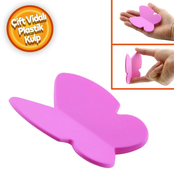 Kelebek Çocuk Bebek Genç Odası Çekmece Dolap Kapak Kulpu Kulbu Plastik Mat Pembe Kulp 32 Mm ürün görseli 1