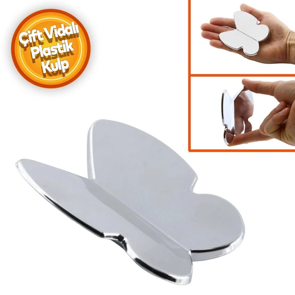 Kelebek Çocuk Bebek Genç Odası Çekmece Dolap Kapak Kulpu Kulbu Plastik Parlak Krom Kulp 32 Mm ürün görseli 1