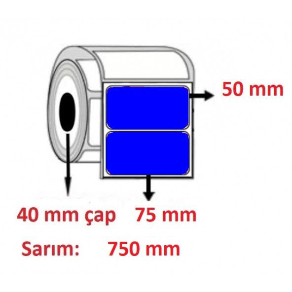75X50 KUŞE ETİKET MAVİ ( 750 li ) ürün görseli 1