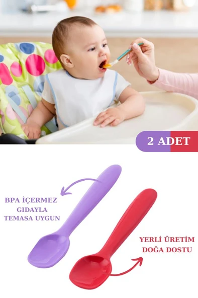 Silicolife Silikon Mama Kaşığı 2 Adet - Kırmızı Lila ürün görseli 1