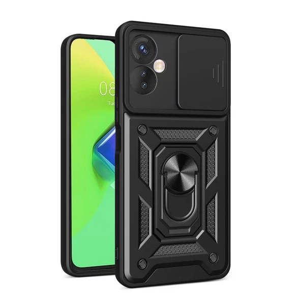 Gpack Tecno Spark 9 Pro Kılıf Sert Silikon Tank Aramid Sürgülü Vega Yüzüklü ürün görseli 1