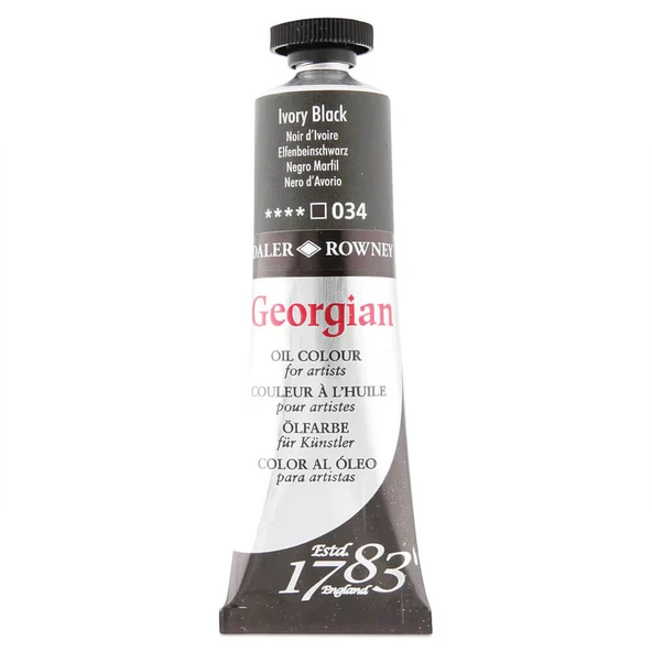 Daler Rowney Georgian Yağlı Boya 38 ml Ivory Black 034 ürün görseli 1