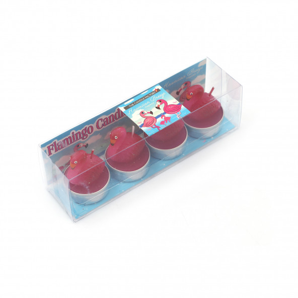 814045B DEKORATİF 4 LÜ MUM SETİ FLAMİNGO ŞEKİLLİ KOYU PEMBE 5X5X25CM ürün görseli 1