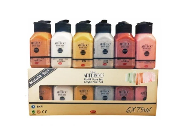 Artdeco Akrilik Boya Seti - 6x75ml Metalik Renkler ürün görseli 1