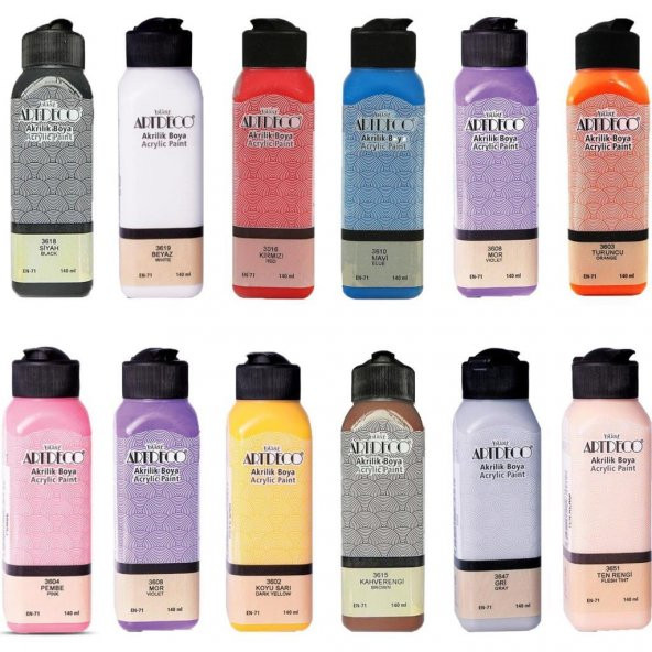Artdeco Akrilik Boya 140 ml 12li ürün görseli 1