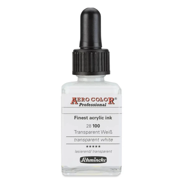 Schmincke Aero Color Profesyonel Akrilik Mürekkep 28 ml Transparent White 100 ürün görseli 1