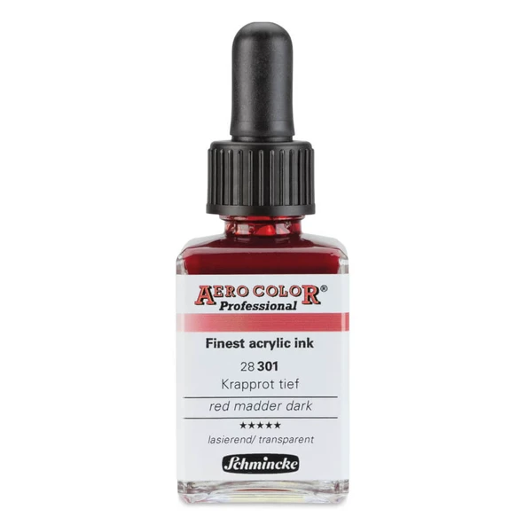 Schmincke Aero Color Profesyonel Akrilik Mürekkep 28 ml Red Madder Dark 301 ürün görseli 1