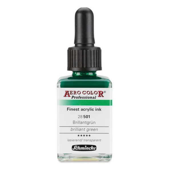 Schmincke Aero Color Profesyonel Akrilik Mürekkep 28 ml Brilliant Green 501 ürün görseli 1