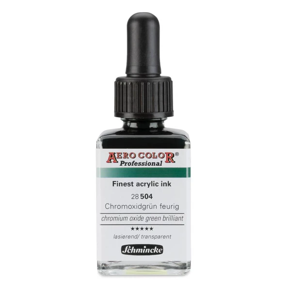 Schmincke Aero Color Profesyonel Akrilik Mürekkep 28 ml Chromium Oxide Green Brilliant 504 ürün görseli 1