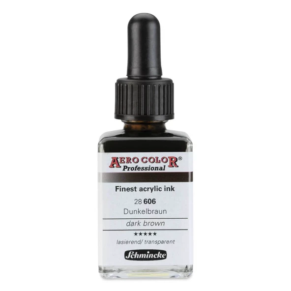 Schmincke Aero Color Profesyonel Akrilik Mürekkep 28 ml Dark Brown 606 ürün görseli 1