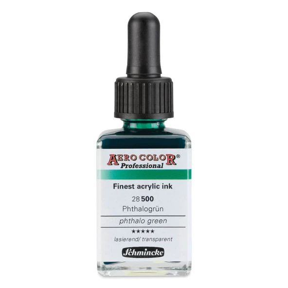 Schmincke Aero Color Profesyonel Akrilik Mürekkep 28 ml Phthalo Green 500 ürün görseli 1