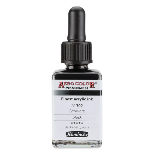 Schmincke Aero Color Profesyonel Akrilik Mürekkep 28 ml Black 702 ürün görseli 1