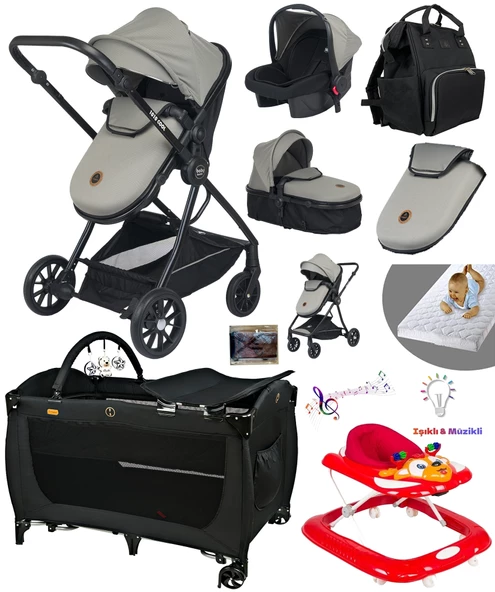 Baby Home 10 In 1 Yeni Doğan Full Set 1010 Travel Sistem Bebek Arabası 560 Oyun Parkı Beşik Geyik Yürüteç Bebek Yürüteci ürün görseli 1