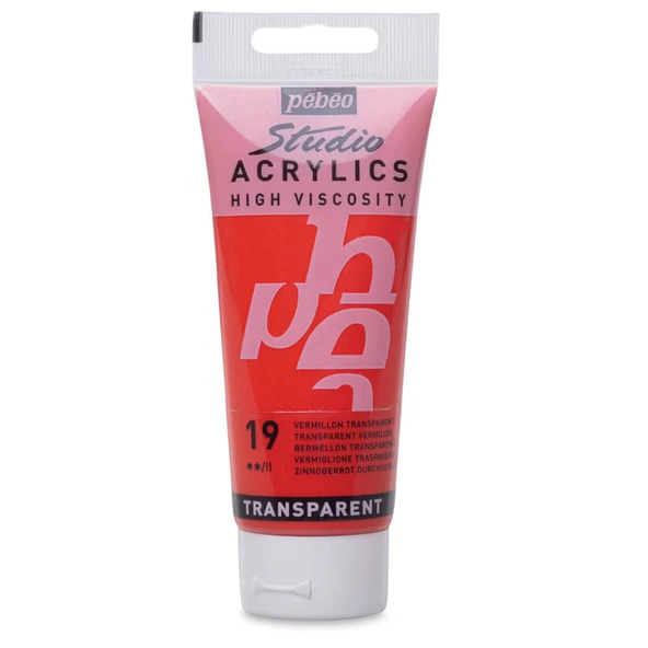 Pebeo Studio Yüksek Viskoziteli Akrilik Boya 100 ml Transparent Vermilion 19 ürün görseli 1