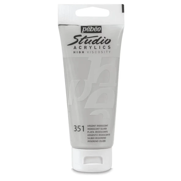 Pebeo Studio Yüksek Viskoziteli Metalik Akrilik Boya 100 ml Iridescent Silver 351 ürün görseli 1