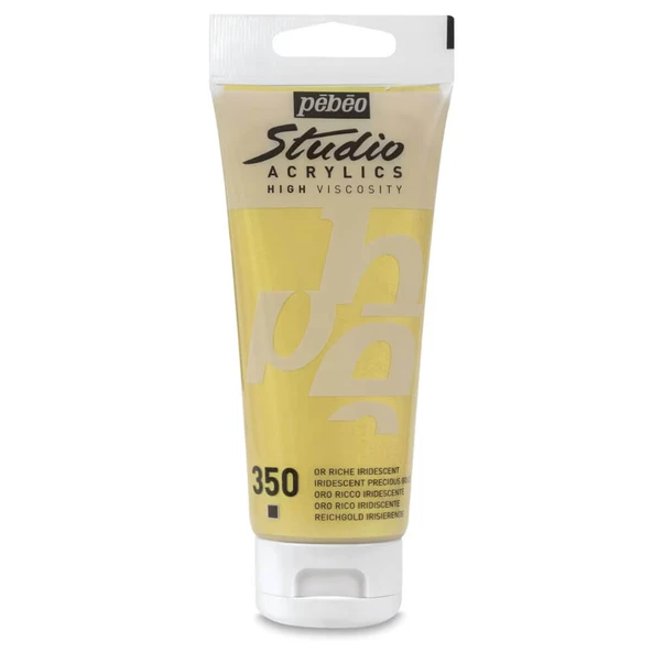 Pebeo Studio Yüksek Viskoziteli Metalik Akrilik Boya 100 ml Iridescent Precious Gold 350 ürün görseli 1